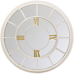 Зеркало настенное в белой металлической раме в виде часов Mirror Tower Clock варинант исполнения - 1 | Loft Concept в Новосибирске