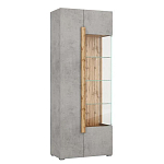 Шкаф-витрина с фасадом цвета серый бетон и стеклянными дверками Grace of Furniture варинант исполнения - 2 | Loft Concept в Новосибирске