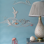 Обои с вышивкой ручной работы Amami Waves Moonbeam colourway on silk moire варинант исполнения - 4 | Loft Concept в Новосибирске