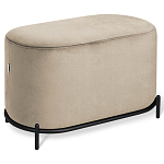 Банкетка овальная бежевый велюр на 4-х металлических ножках черного цвета SANJAY варинант исполнения - 1 | Loft Concept в Новосибирске