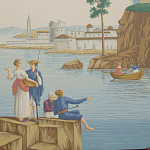 Обои ручная роспись Views of Italy Olive варинант исполнения - 1 | Loft Concept в Новосибирске