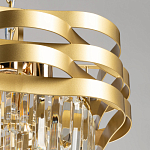 Люстра цвета матового золота с металлическими лентами и длинными прозрачными подвесками Gilded Waves варинант исполнения - 6 | Loft Concept в Новосибирске