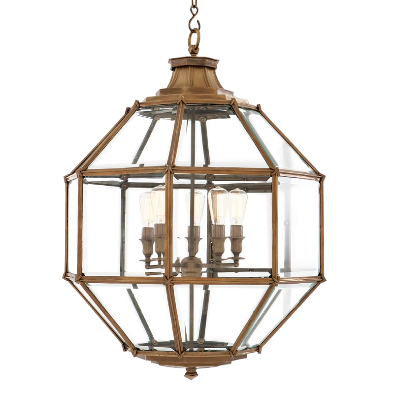 Люстра Lantern Owen Brass L Латунь Прозрачный (Transparent) в Новосибирске | Loft Concept 