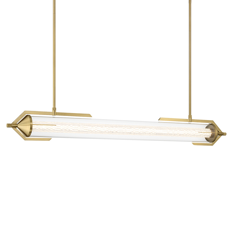 Подвесной светильник линейный золотого цвета с длинной цилиндрической стеклянной трубкой Eurofase Прозрачное Стекло Золотой в Новосибирске | Loft Concept 