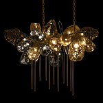 Люстра подвесная с 22-мя гранёными стеклянными плафонами с вертикальными подвесками Gilded Mirage  варинант исполнения - 8 | Loft Concept в Новосибирске