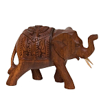Статуэтка из дерева суар в виде слона в традиционном облачении Little Elephant варинант исполнения - 2 | Loft Concept в Новосибирске