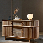 Дизайнерский комод овальный с фактурным фасадом и вставками из плетеных элементов Ambar варинант исполнения - 2 | Loft Concept в Новосибирске