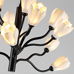 Люстра подвесная черного цвета с ветвями и белыми фарфоровыми цветами Floralis варинант исполнения - 6 | Loft Concept в Новосибирске