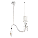 Подвесной светильник с белым текстильным абажуром и изогнутым хрустальным основанием с подвесками Lustre Reverie варинант исполнения - 2 | Loft Concept в Новосибирске