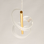 Люстра линейная золотистого цвета с двумя прозрачными волнистыми элементами Wave Line варинант исполнения - 8 | Loft Concept в Новосибирске