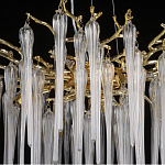 Люстра золотого цвета с декоративными ветками и длинными прозрачными стеклянными подвесами в форме сосулек Droplet Chandelier варинант исполнения - 10 | Loft Concept в Новосибирске