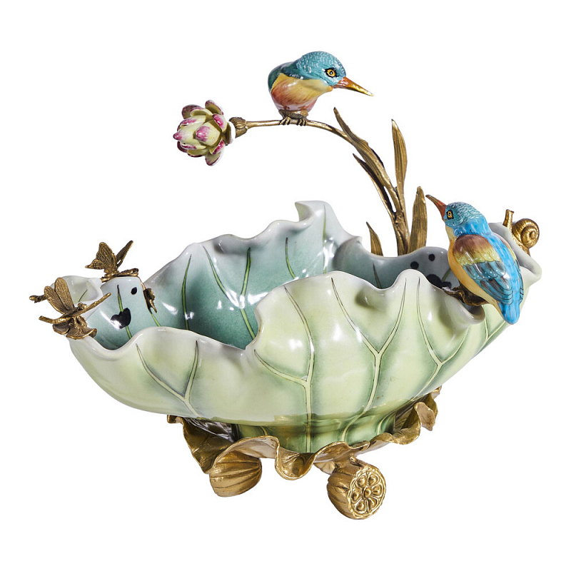 Чаша в виде листка лотоса с птицами Eden Garden Мульти Бронза в Новосибирске | Loft Concept 