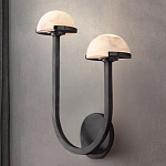 Бра с 2-мя мраморными плафонами на черном корпусе Light Warm Light варинант исполнения - 3 | Loft Concept в Новосибирске