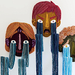 Вязаный Арт-Объект на стену из трех элементов Triptych варинант исполнения - 1 | Loft Concept в Новосибирске