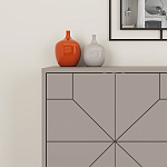 Комод бежево-серый с 4-мя дверцами с геометрическим рисунком на металлических ножках DUNE CONSOLE LIGHT MOCHA варинант исполнения - 4 | Loft Concept в Новосибирске