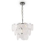 Люстра из белых стеклянных дисков на серебрянном каркасе White Glowing Reflectors варинант исполнения - 3 | Loft Concept в Новосибирске