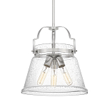 Подвесной светильник с прозрачным стеклянным плафоном в форме колокола с эффектом пузырьков и тремя лампами Quoizel варинант исполнения - 1 | Loft Concept в Новосибирске