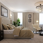 Кровать двуспальная бежевая с основанием из массива дерева с мягким изголовьем Flax Beds варинант исполнения - 4 | Loft Concept в Новосибирске