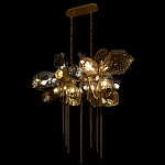 Люстра подвесная с 18-ю стеклянными плафонами с вертикальными подвесками Gilded Mirage  варинант исполнения - 6 | Loft Concept в Новосибирске