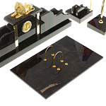 Настольный письменный набор из чёрного обсидиана с декором в виде льва Golden Lion варинант исполнения - 3 | Loft Concept в Новосибирске