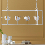 Люстра белая прямоугольная с абажурами в виде цветков тюльпана White Tulips варинант исполнения - 8 | Loft Concept в Новосибирске