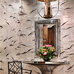 Обои ручная роспись Fishes Blue Pearl on Tarnished Silver gilded silk with pearlescent antiquing варинант исполнения - 1 | Loft Concept в Новосибирске