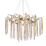 Люстра подвесная золотого цвета с разветвленными ветвями и прозрачными стеклянными подвесками Droplet Chandelier варинант исполнения - 1 | Loft Concept в Новосибирске