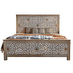 Двуспальная кровать из массива манго с резьбой Celestino Grey Mango Bed варинант исполнения - 1 | Loft Concept в Новосибирске