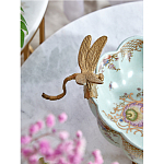 Чаша из голубого фарфора на бронзовых ножках с рисунком цветов и фигурками стрекоз Blue Garden варинант исполнения - 5 | Loft Concept в Новосибирске