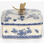 Фарфоровая шкатулка с бронзовой стрекозой Blue and White варинант исполнения - 3 | Loft Concept в Новосибирске