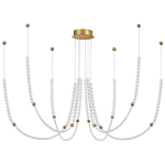Люстра подвесная с 6-ю изогнутыми плафонами и белыми декоративными шариками PEARLS Suspension варинант исполнения - 1 | Loft Concept в Новосибирске
