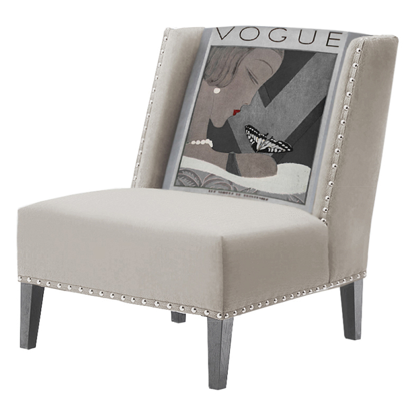 FUN Armchair  Vogui II Beige Дизайнерское кресло с цветным принтом Бежево-серый в Новосибирске | Loft Concept 