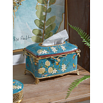 Салфетница прямоугольная голубого цвета с цветами и бабочками Blue Garden варинант исполнения - 3 | Loft Concept в Новосибирске