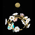 Люстра круглая на золотом каркасе с птичками и цветочным декором Miscellaneous herbs варинант исполнения - 8 | Loft Concept в Новосибирске