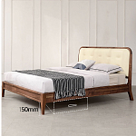 Кровать двуспальная с каркасом из дерева и мягким изголовьем Moon Walnut Bed варинант исполнения - 6 | Loft Concept в Новосибирске