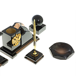 Настольный письменный набор с часами из природного камня обсидиана National Еmblem варинант исполнения - 5 | Loft Concept в Новосибирске