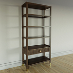 Стеллаж Elsa Dreams Walnut со стеклянными полками и ящиком варинант исполнения - 1 | Loft Concept в Новосибирске