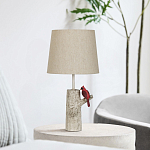 Настольная лампа с тканевым абажуром и основанием в виде птицы на дереве Simurq варинант исполнения - 3 | Loft Concept в Новосибирске