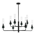 Люстра с 8-ю плафонами в форме стеклянных трубок и мраморных декоративных элементов Montreal варинант исполнения - 1 | Loft Concept в Новосибирске