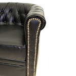 Кресло кожаное с мягкими подлокотниками на 4-х деревянных ножках Logan Leather Armchair black 2 варинант исполнения - 2 | Loft Concept в Новосибирске