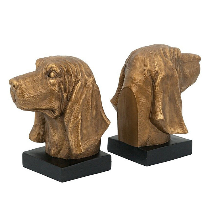 Держатель для книг с бронзовыми фигурками головы собаки Dog Elegance Бронза Черный Держатель для книг с бронзовыми фигурками головы собаки Dog Elegance Бронза Черный в Новосибирске | Loft Concept