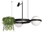 Подвесной светильник с 2-мя шарообразными плафонами и цилиндрическим спотом Light of Еyes варинант исполнения - 1 | Loft Concept в Новосибирске