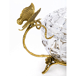 Конфетница из прозрачного рельефного стекла с ручками в виде стрекоз и фигуркой лебедя Eden Garden варинант исполнения - 2 | Loft Concept в Новосибирске