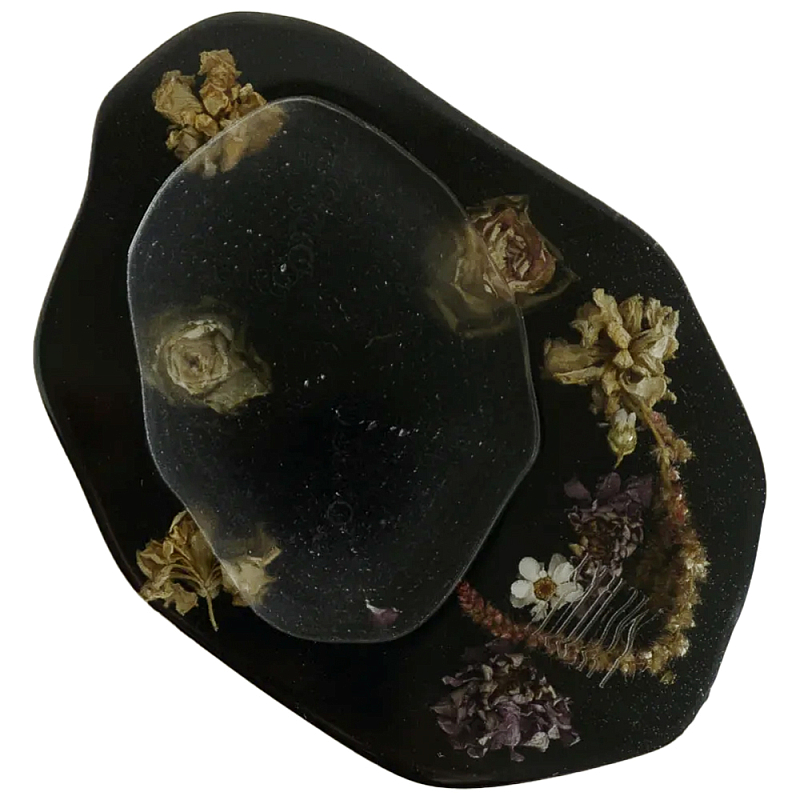 Подставка из эпоксидной смолы с цветами черная Epoxy Resin Flowers Black Черный Подставка из эпоксидной смолы с цветами черная Epoxy Resin Flowers Black Черный в Новосибирске | Loft Concept