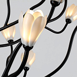 Люстра подвесная черного цвета с ветвями и белыми фарфоровыми цветами Floralis варинант исполнения - 13 | Loft Concept в Новосибирске