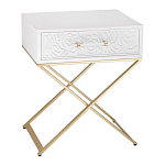 Приставной столик с выдвижным ящиком  White Table Carved Pattern варинант исполнения - 1 | Loft Concept в Новосибирске