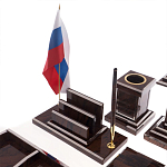 Настольный письменный набор из природного камня обсидиана Team leader варинант исполнения - 3 | Loft Concept в Новосибирске