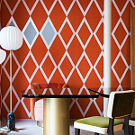 Обои ручная роспись Chez Nina by India Mahdavi Lantana colourway on Arancio dyed silk варинант исполнения - 4 | Loft Concept в Новосибирске