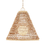 Подвесной светильник в форме колокола из деревянных бусин Wooden Beads варинант исполнения - 1 | Loft Concept в Новосибирске
