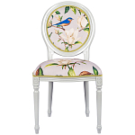 Стул светло-серый из натурального бука с изображением птиц и цветов Blooming Blue Birds варинант исполнения - 1 | Loft Concept в Новосибирске